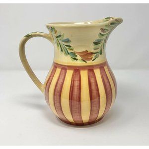 Gail Pittman Siena‎ Large Ceramic Serving Pitcher - 48 Oz Stripes Red Gold